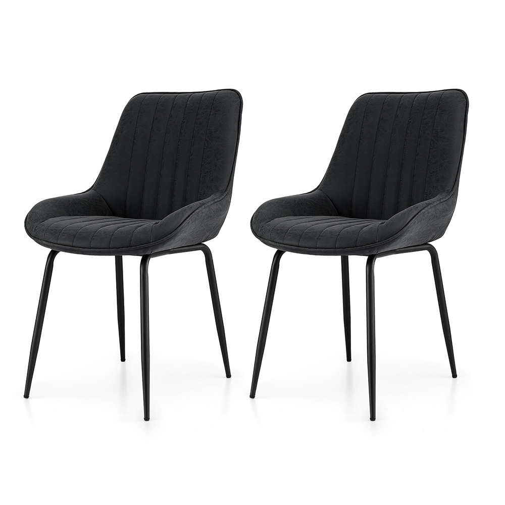 Artiss Channel Tufted Dining Chairs Black Set of 2 or 4 view 3