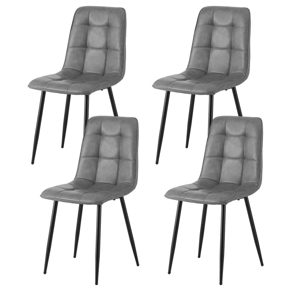 Artiss 4x Retro PU Leather Dining Chairs Grey
