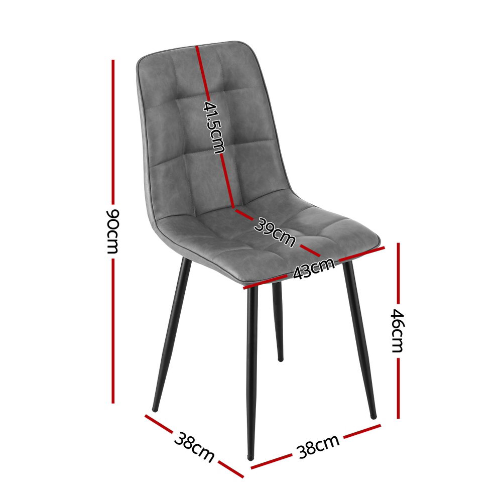 Artiss 4x Retro PU Leather Dining Chairs Grey view 2