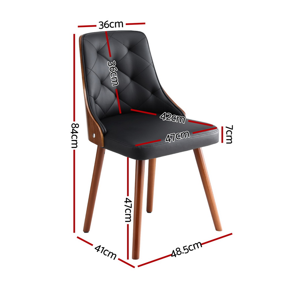 Artiss PU Dining Chairs in Black or White, Single or Set of 2 view 2