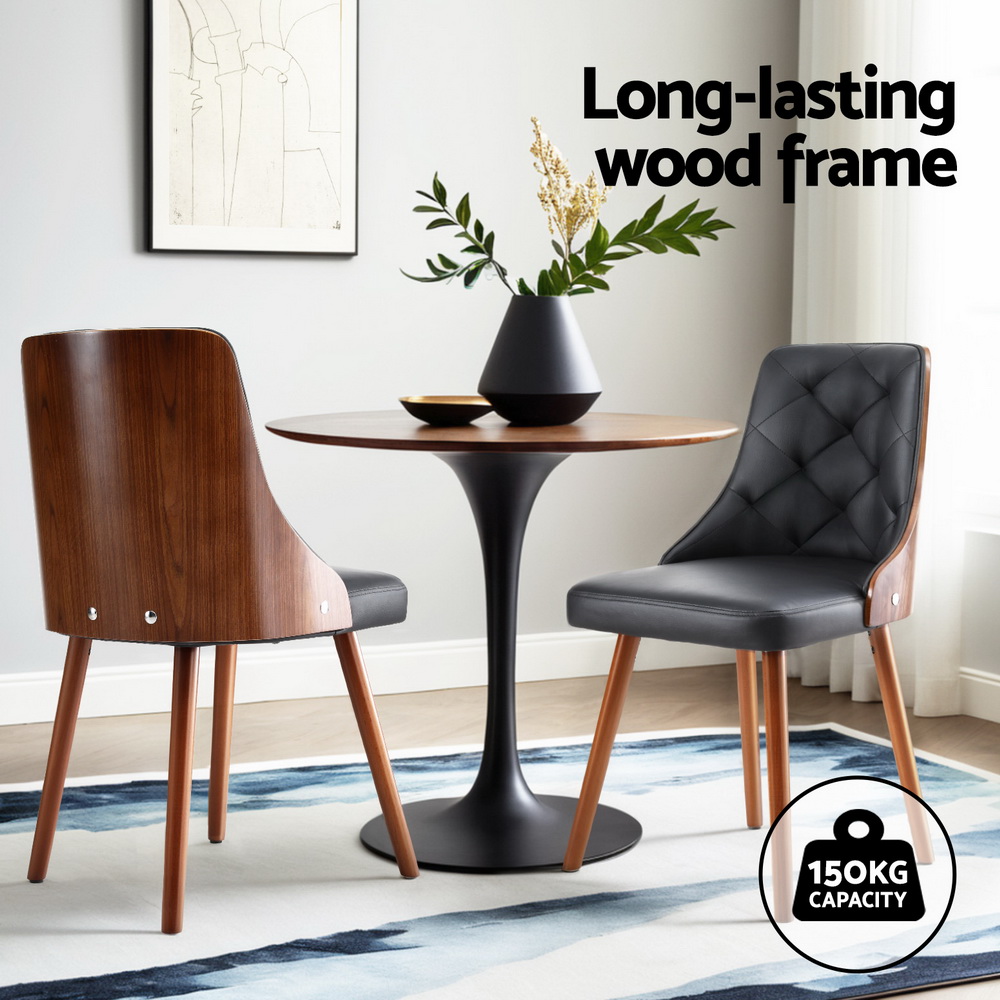 Artiss PU Dining Chairs in Black or White, Single or Set of 2 view 4