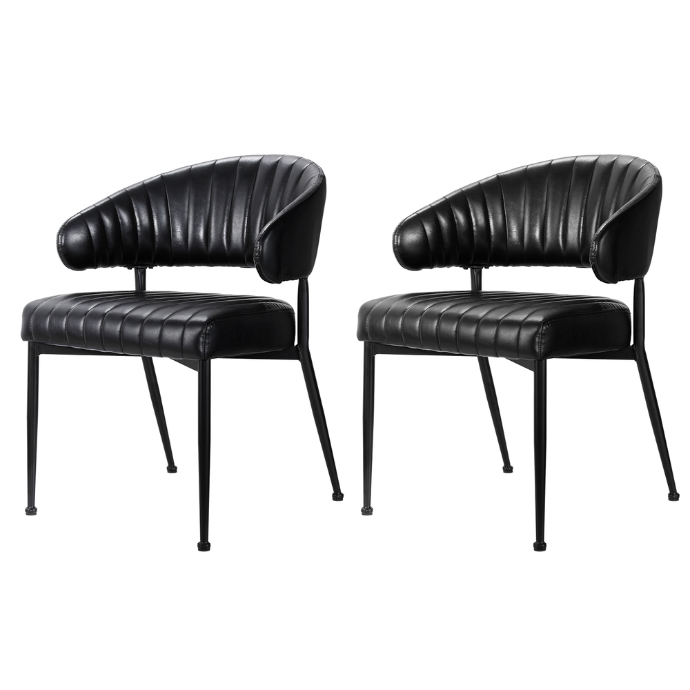 Artiss Yolanda Leather Dining Chairs, Single or Set of 2, Black