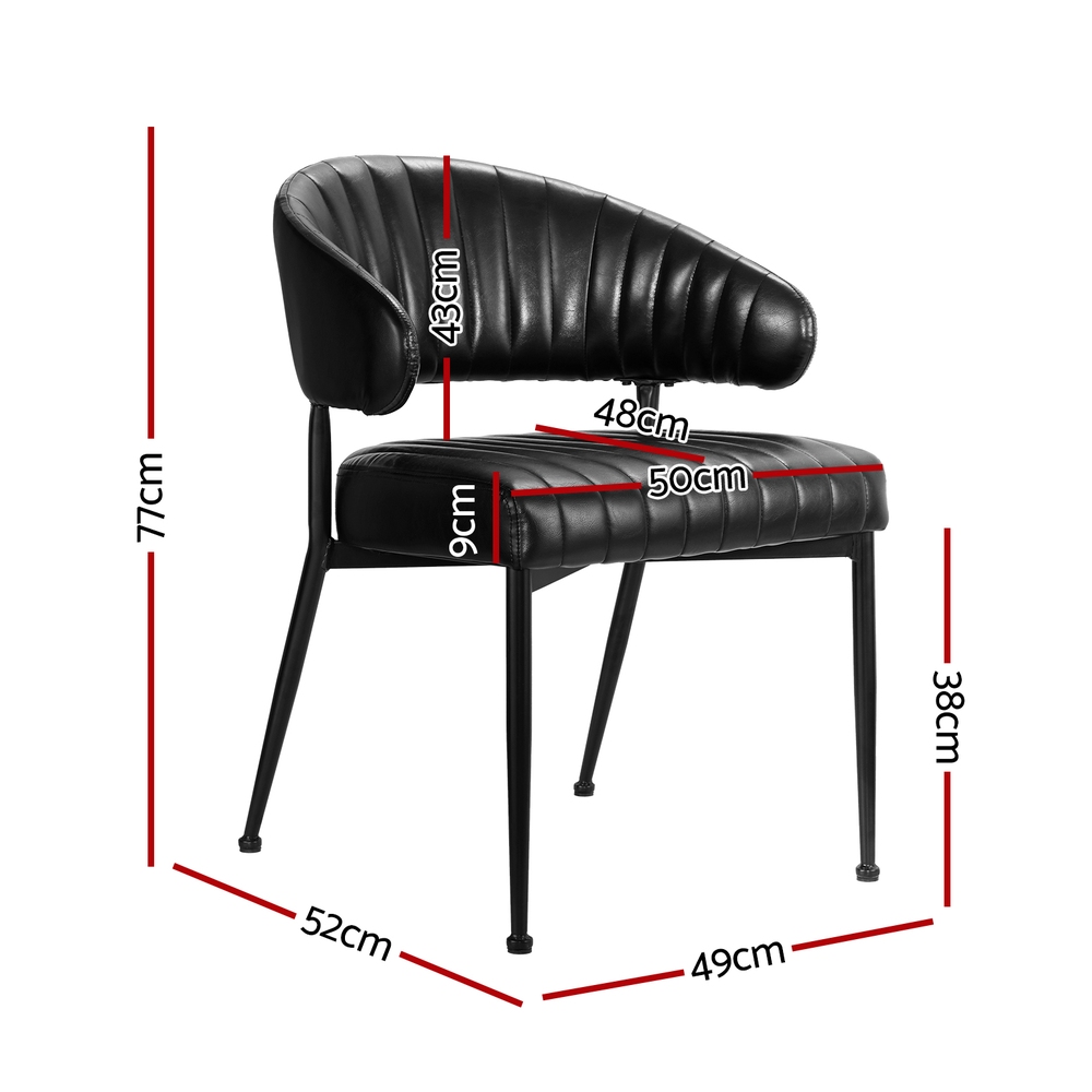 Artiss Yolanda Leather Dining Chairs, Single or Set of 2, Black view 2
