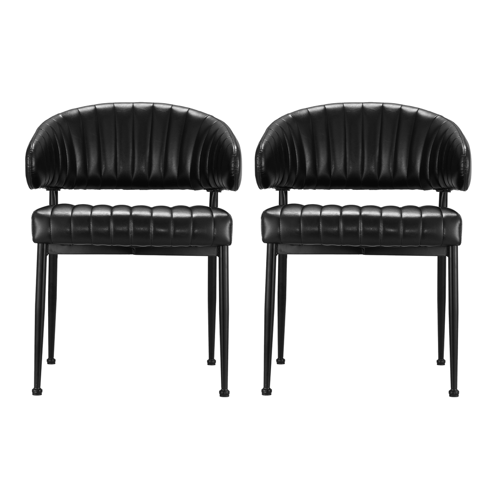 Artiss Yolanda Leather Dining Chairs, Single or Set of 2, Black view 3