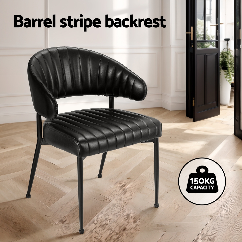 Artiss Yolanda Leather Dining Chairs, Single or Set of 2, Black view 4