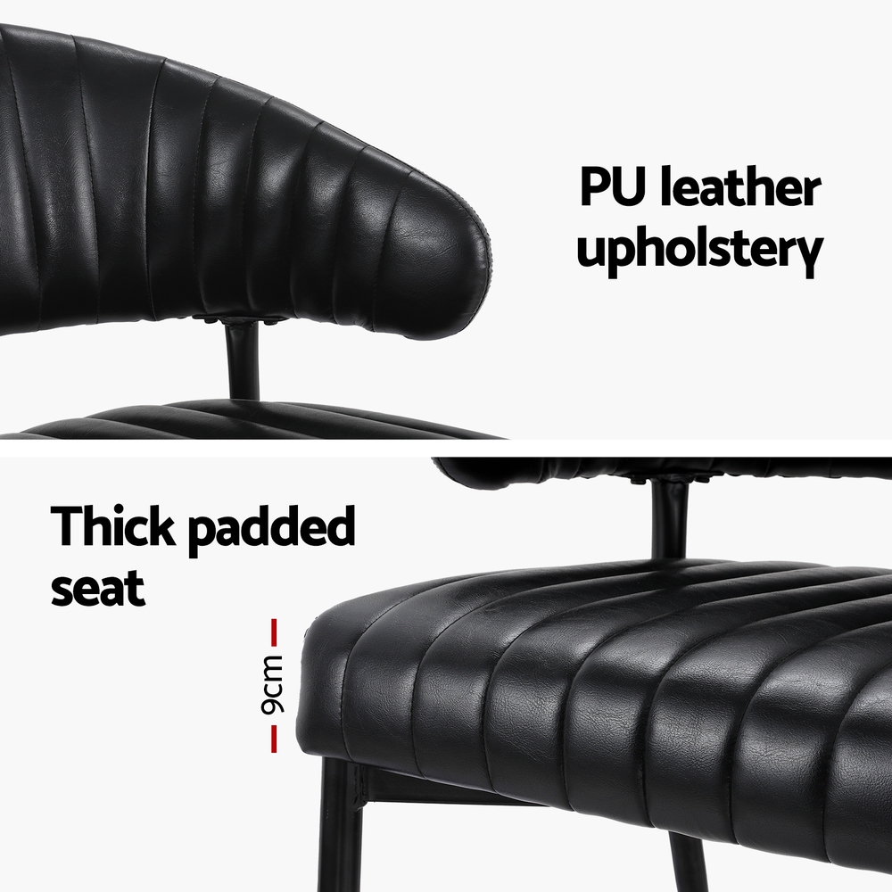 Artiss Yolanda Leather Dining Chairs, Single or Set of 2, Black view 5