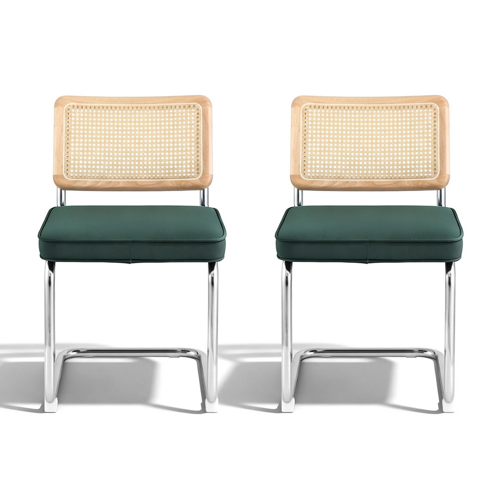 Artiss Velvet Rattan Cantilever Dining Chairs, Set of 2 or 4 view 3