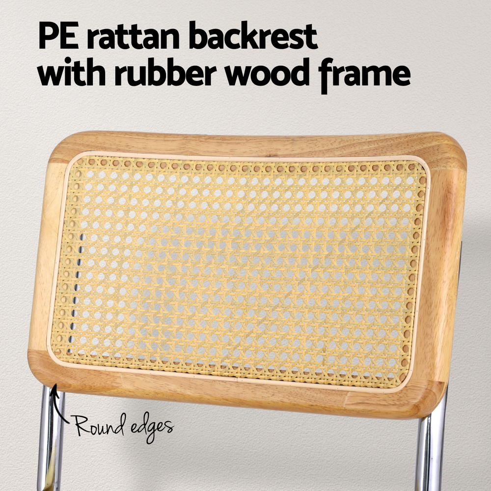 Artiss Felix Velvet Rattan Cantilever Dining Chairs, Yellow view 5