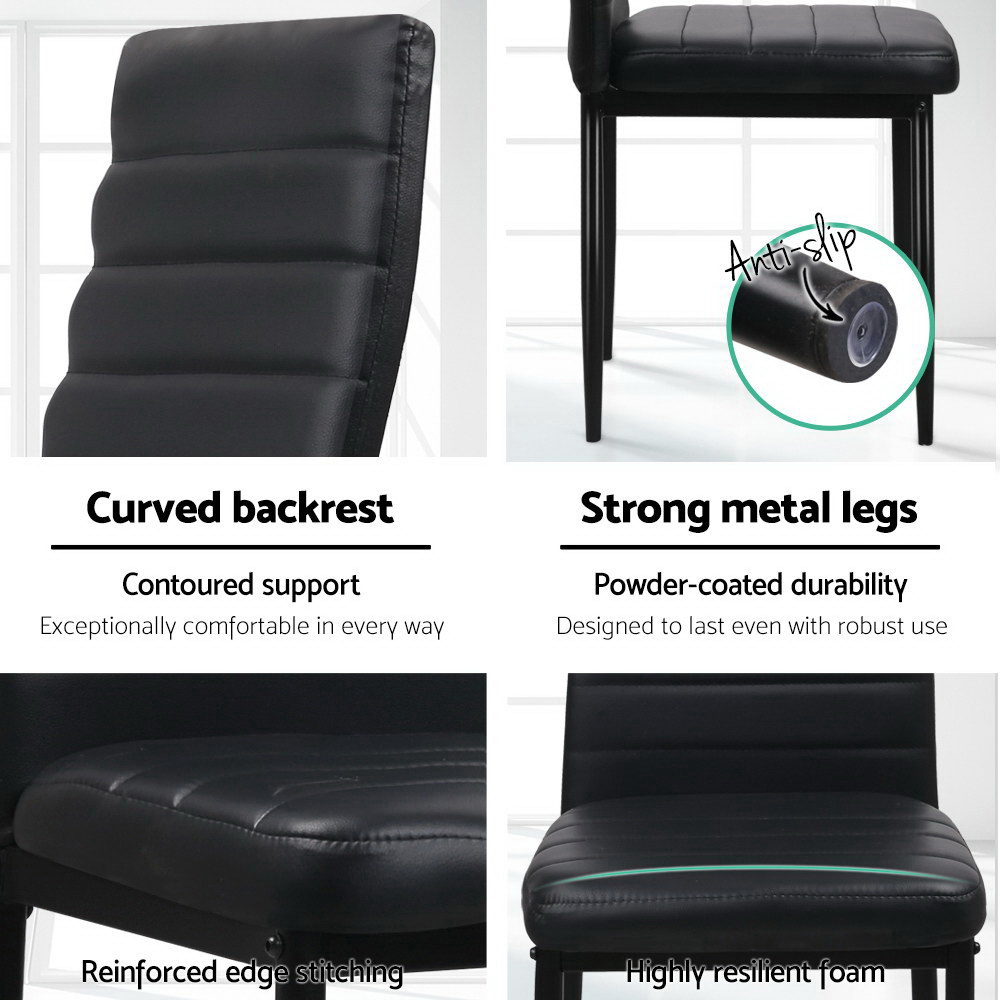 Artiss Leather Tufted Dining Chairs, Set of 4, Multiple Colours view 4