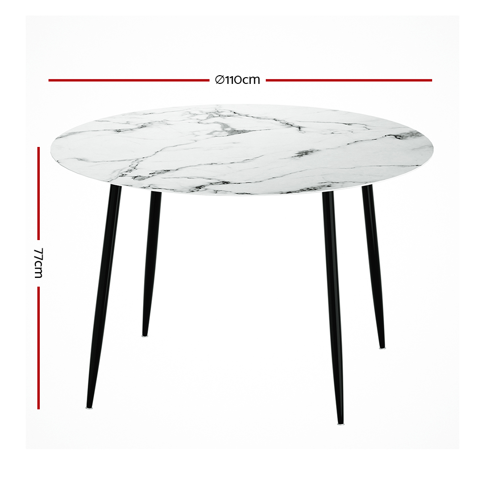 Artiss Round Dining Table Marble Effect 110cm view 2
