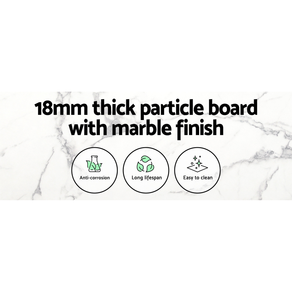 Artiss Round Dining Table Marble Effect 110cm view 3