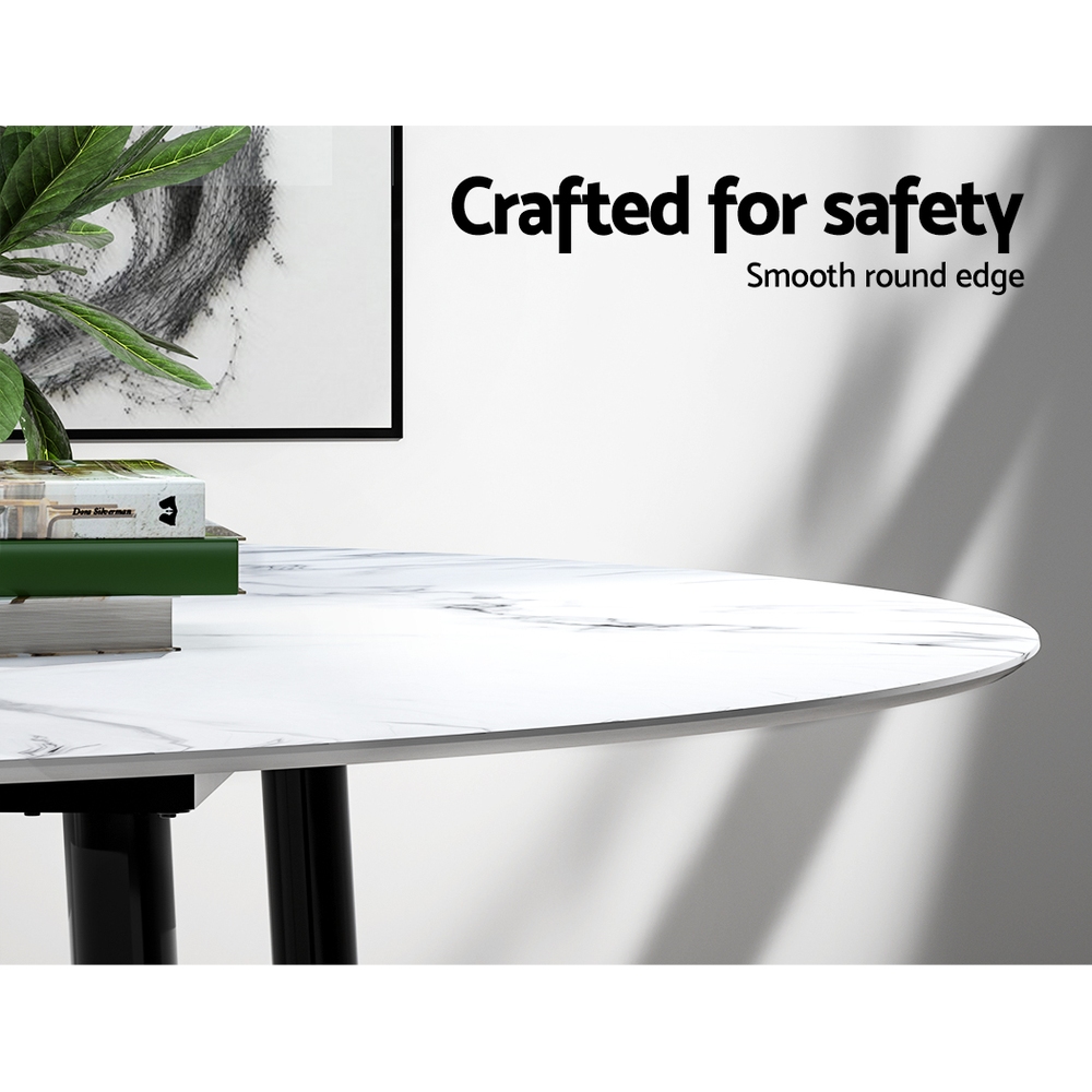 Artiss Round Dining Table Marble Effect 110cm view 4