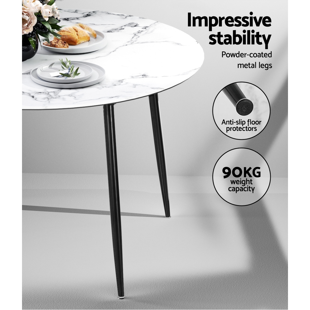 Artiss Round Dining Table Marble Effect 110cm view 5