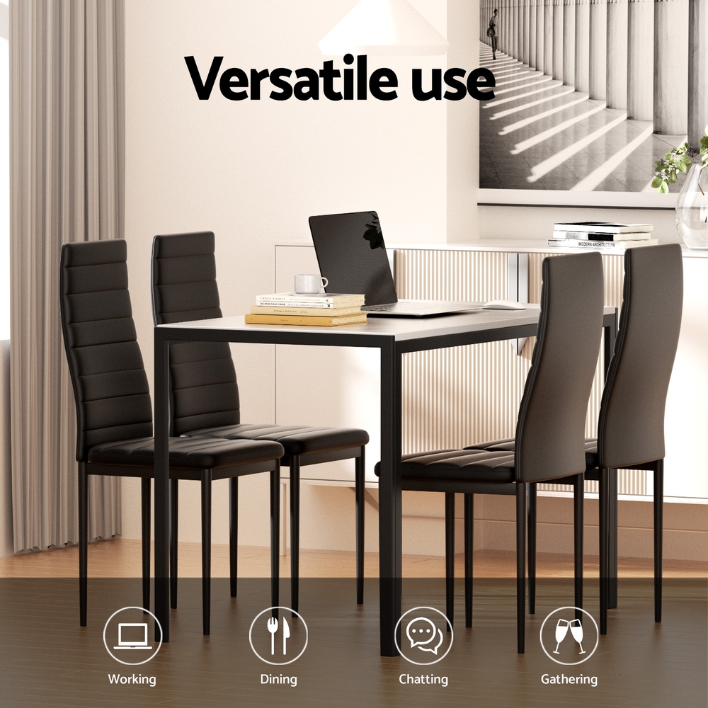 Artiss Marble Effect Dining Table and 4 Chairs Set view 4