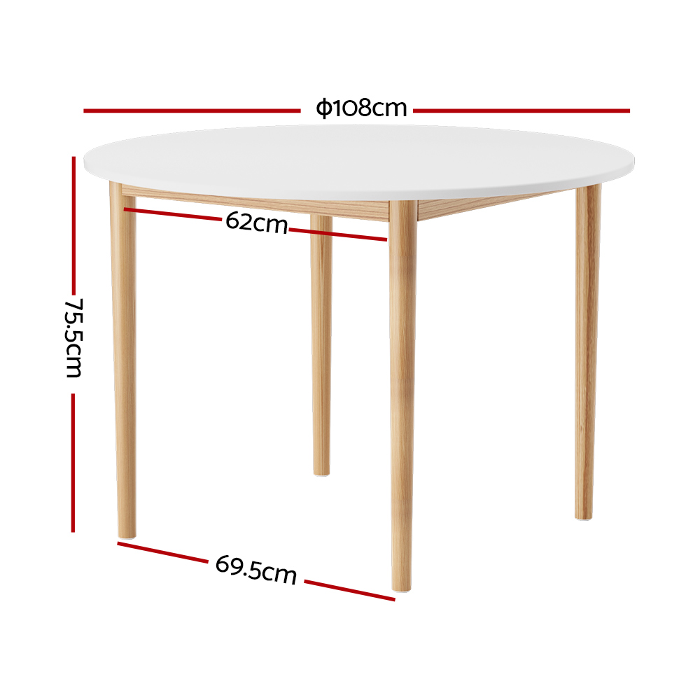 Artiss Demi Round Dining Table White 108cm view 2
