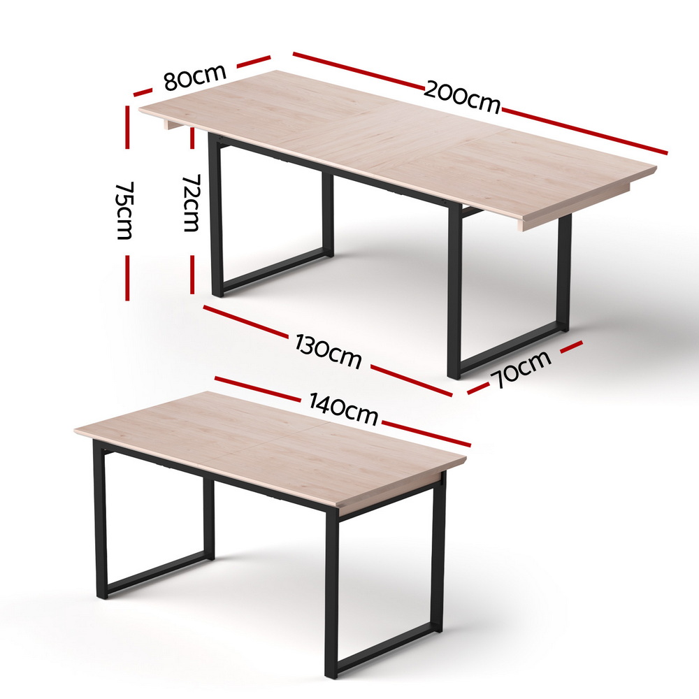 Artiss 2m Extendable Dining Table Natural view 2