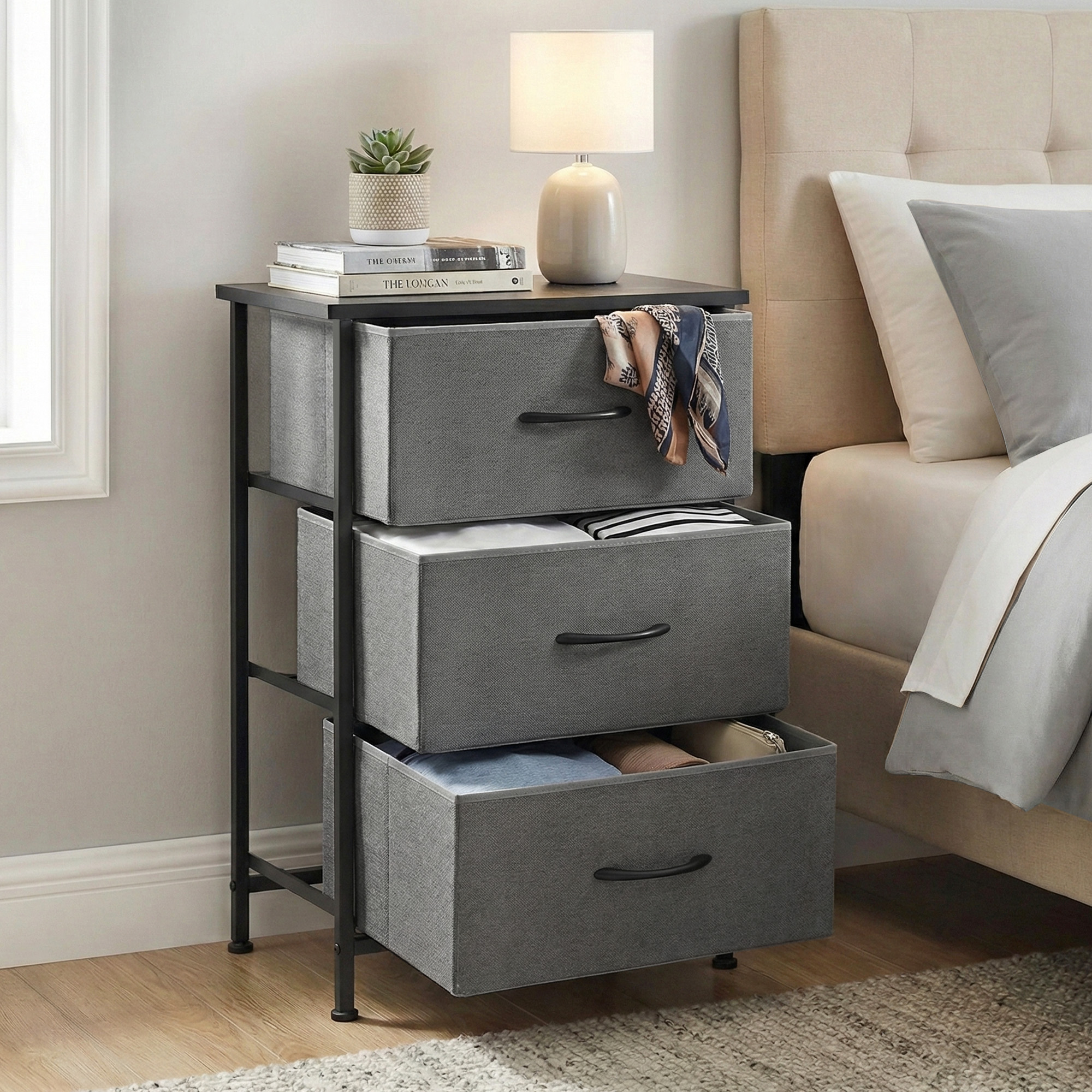 Artiss Chest of 3 Drawers Tallboy Dresser, Grey