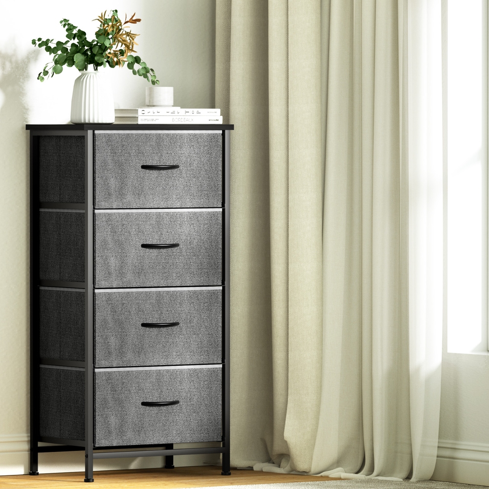 Artiss Chest of 4 Drawers Tallboy Dresser, Grey