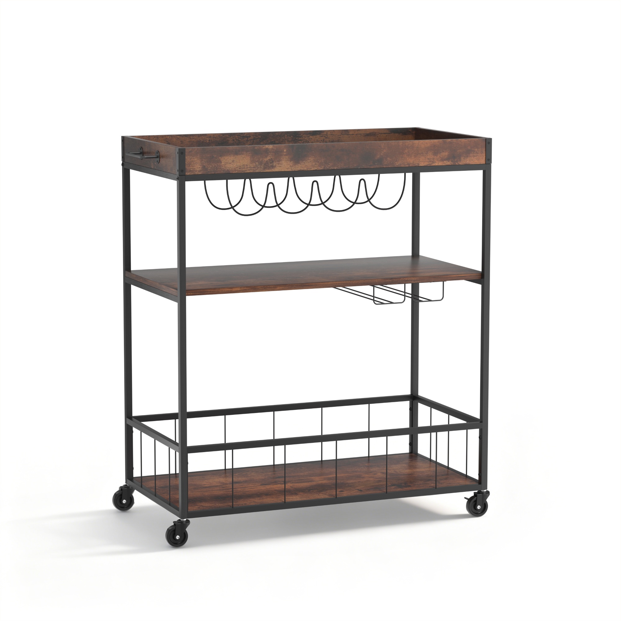 Artiss Kitchen Island Rolling Serving Cart 3-Tier Shelving