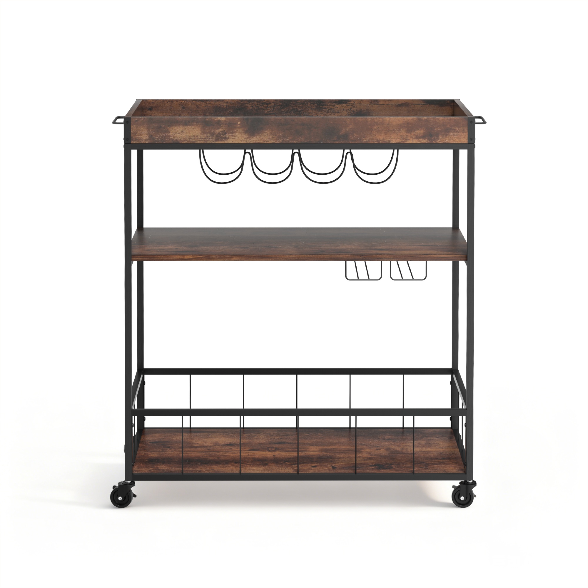 Artiss Kitchen Island Rolling Serving Cart 3-Tier Shelving view 4