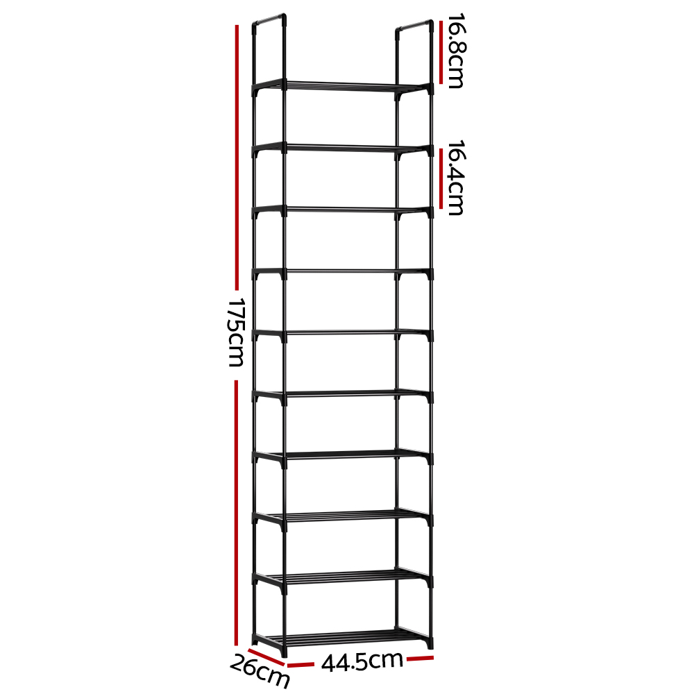 Artiss Dunn Shoe Rack DIY Stackable 10-Tier Black view 4