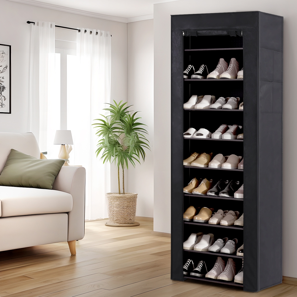 Artiss Shoe Rack Cabinet Removable Cover 10-Tier Black