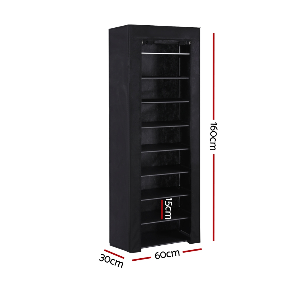 Artiss Shoe Rack Cabinet Removable Cover 10-Tier Black view 4