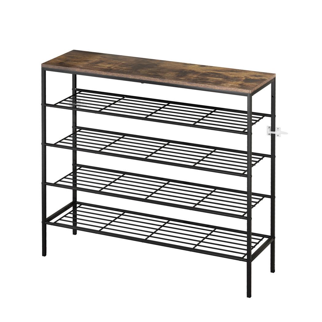 Artiss Bob Shoe Rack 5-Tier 25 Pairs Walnut
