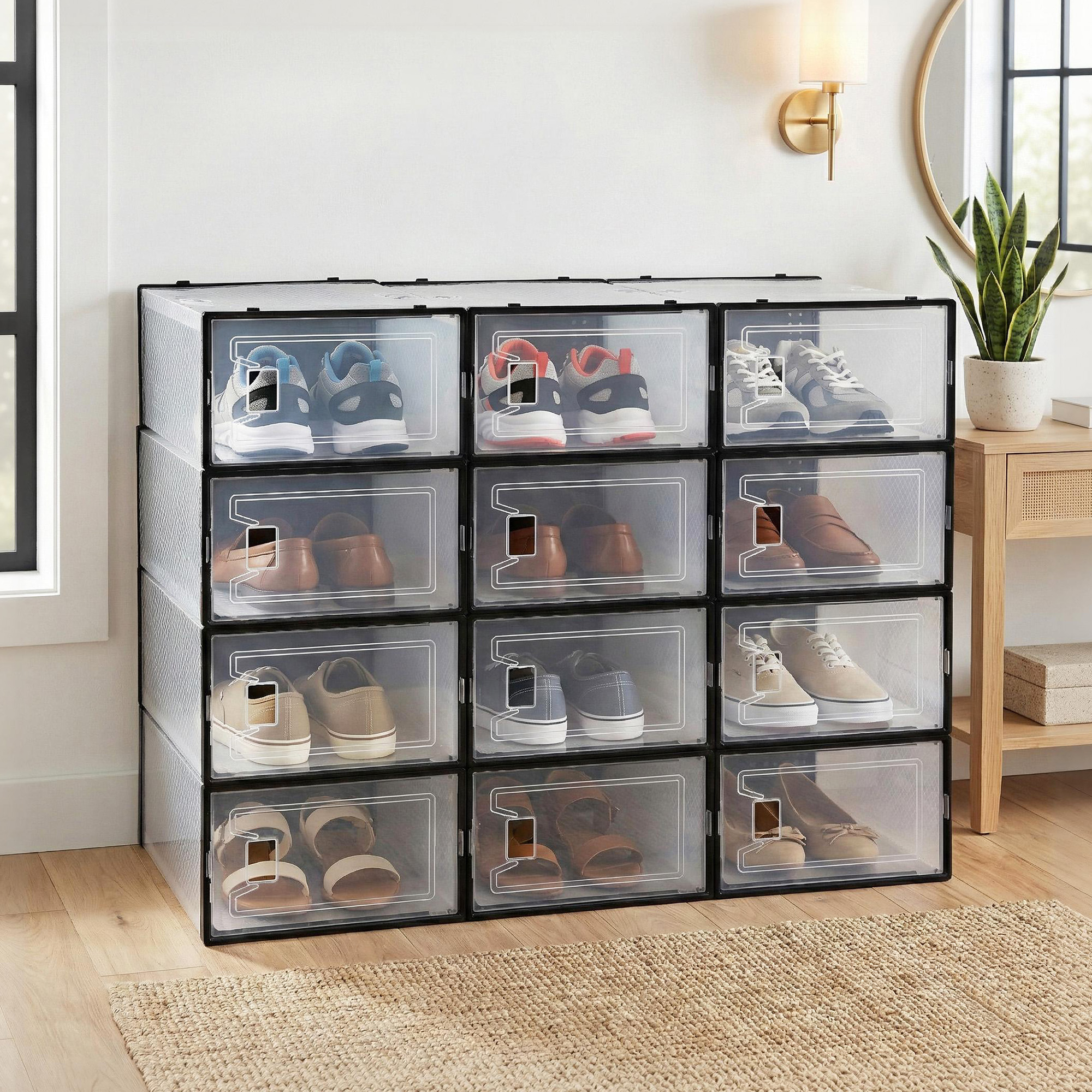Artiss Shoe Storage Box Set of 12 Stackable Black