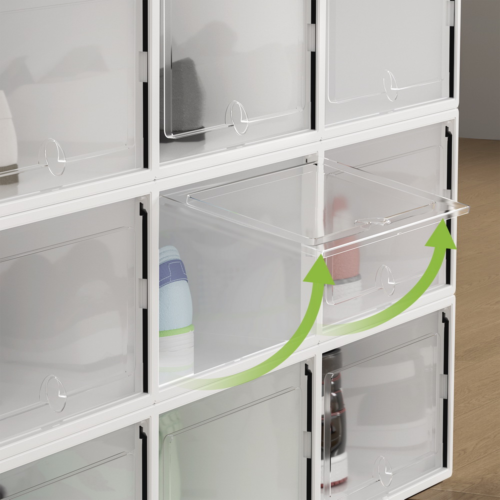 Artiss DIY Stackable Shoe Box Rack White view 5