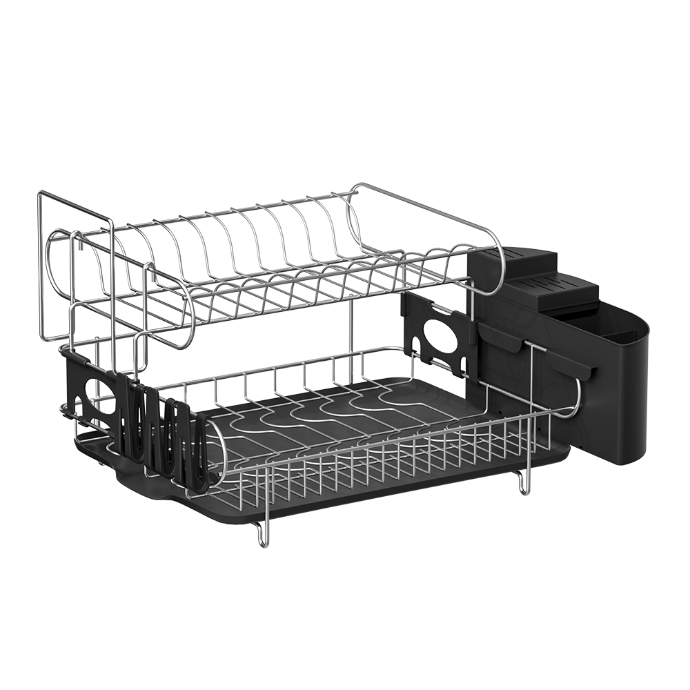 Cefito 2-Tier Dish Rack with Cup Holder and Cutlery Tray