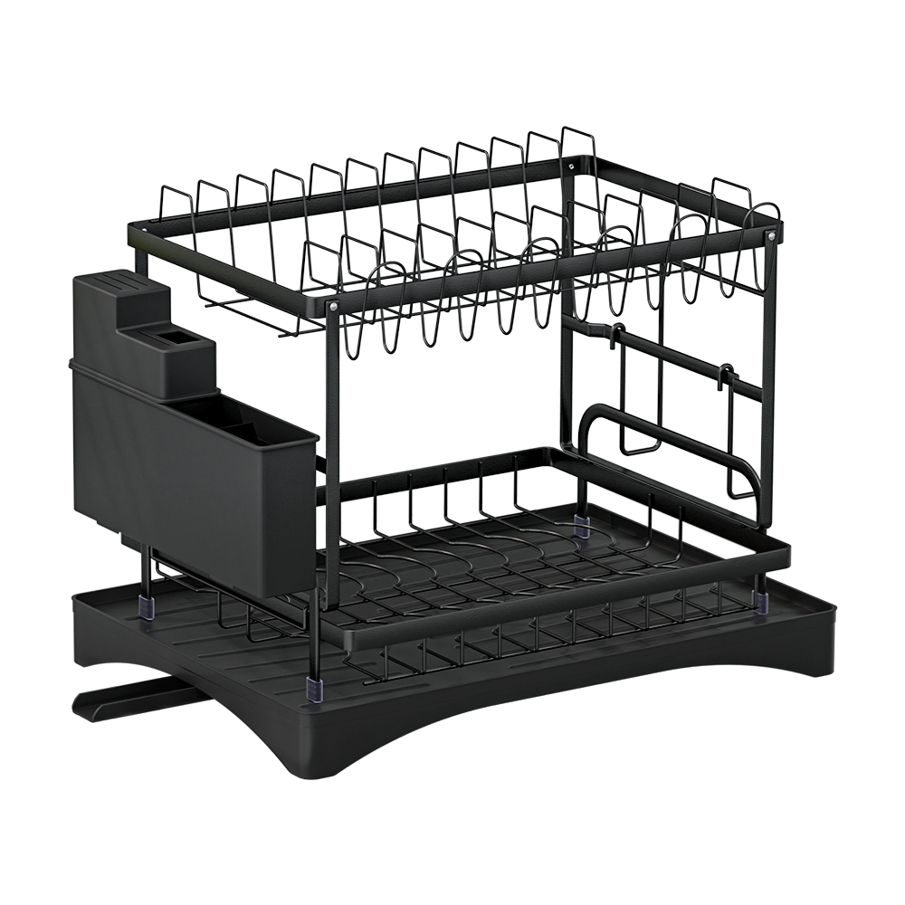 Cefito Expandable Dish Rack with Cutlery Holder, 2 Tiers