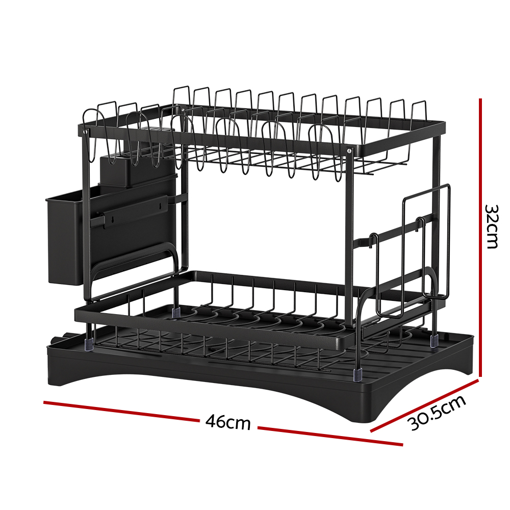 Cefito Expandable Dish Rack with Cutlery Holder, 2 Tiers view 2