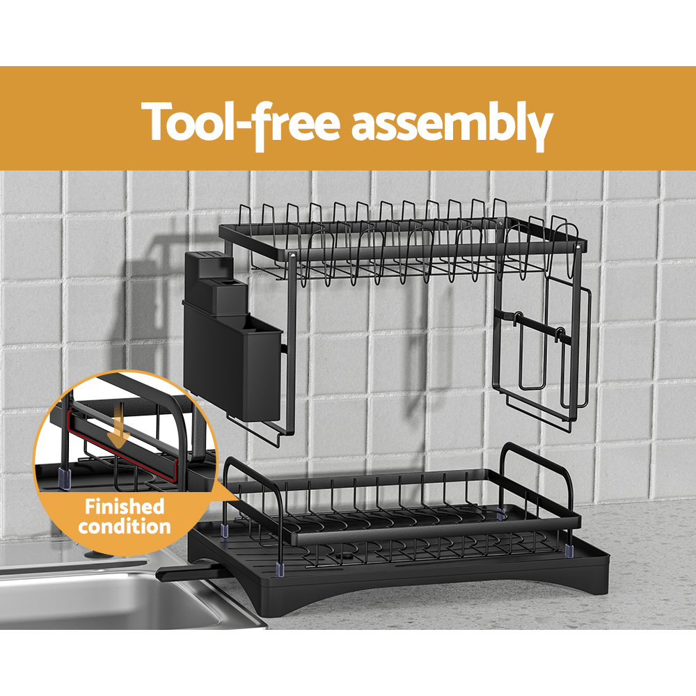 Cefito Expandable Dish Rack with Cutlery Holder, 2 Tiers view 5