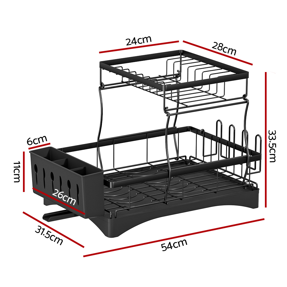 Cefito Expandable 2-Tier Dish Rack, Cutlery Tray Holder view 2