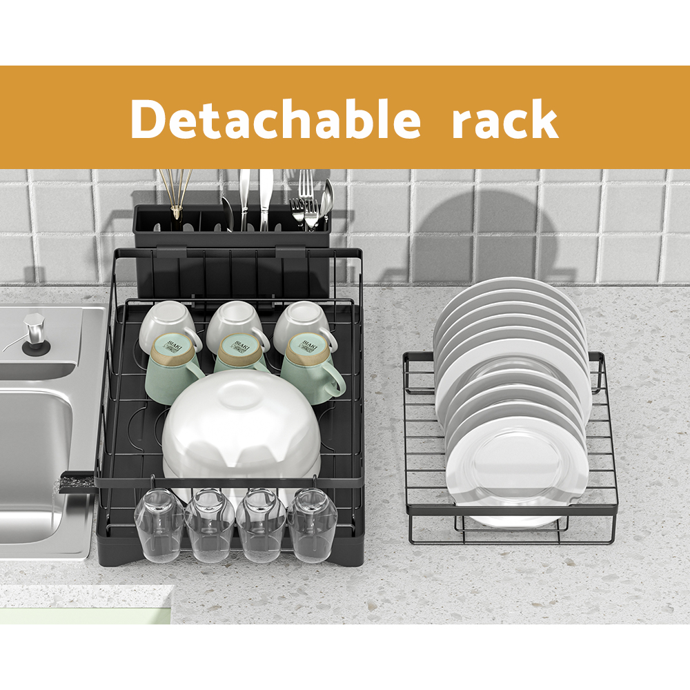 Cefito Expandable 2-Tier Dish Rack, Cutlery Tray Holder view 5