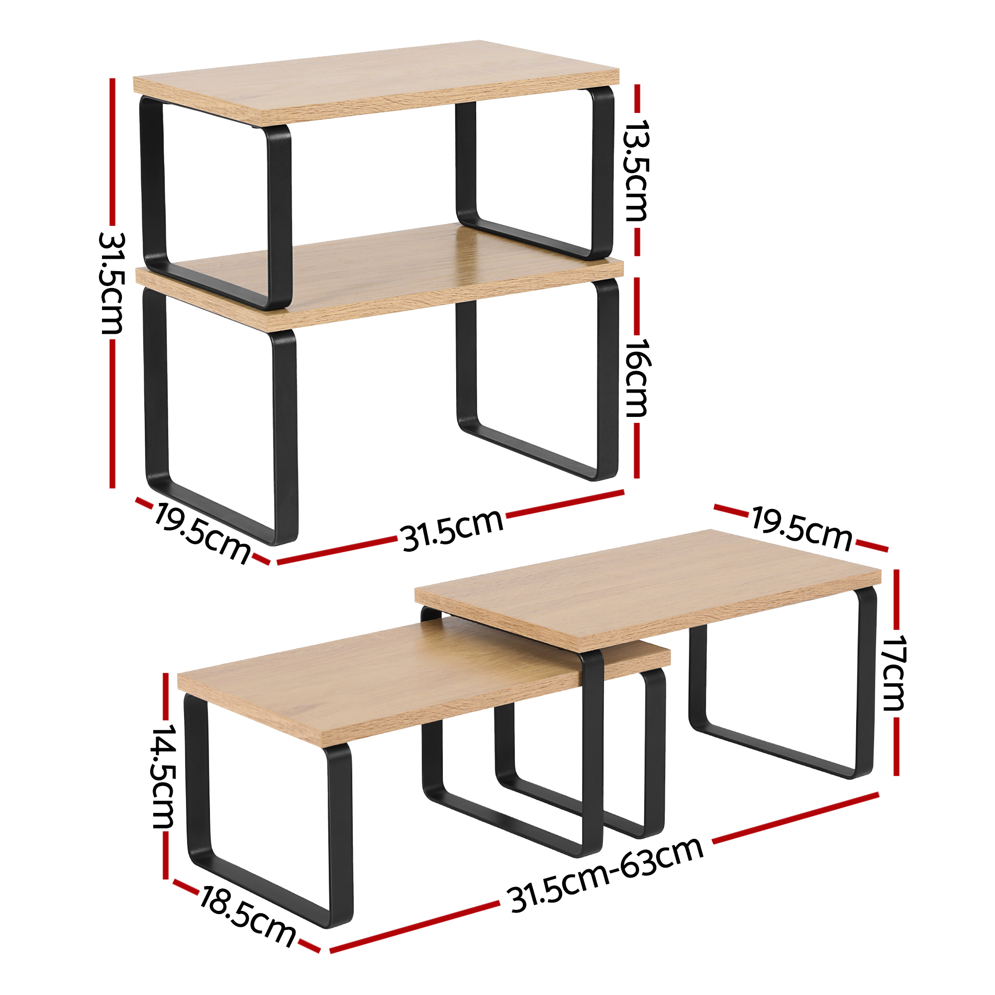 Cefito Kitchen Storage Shelves Rack, Set of 2 view 2