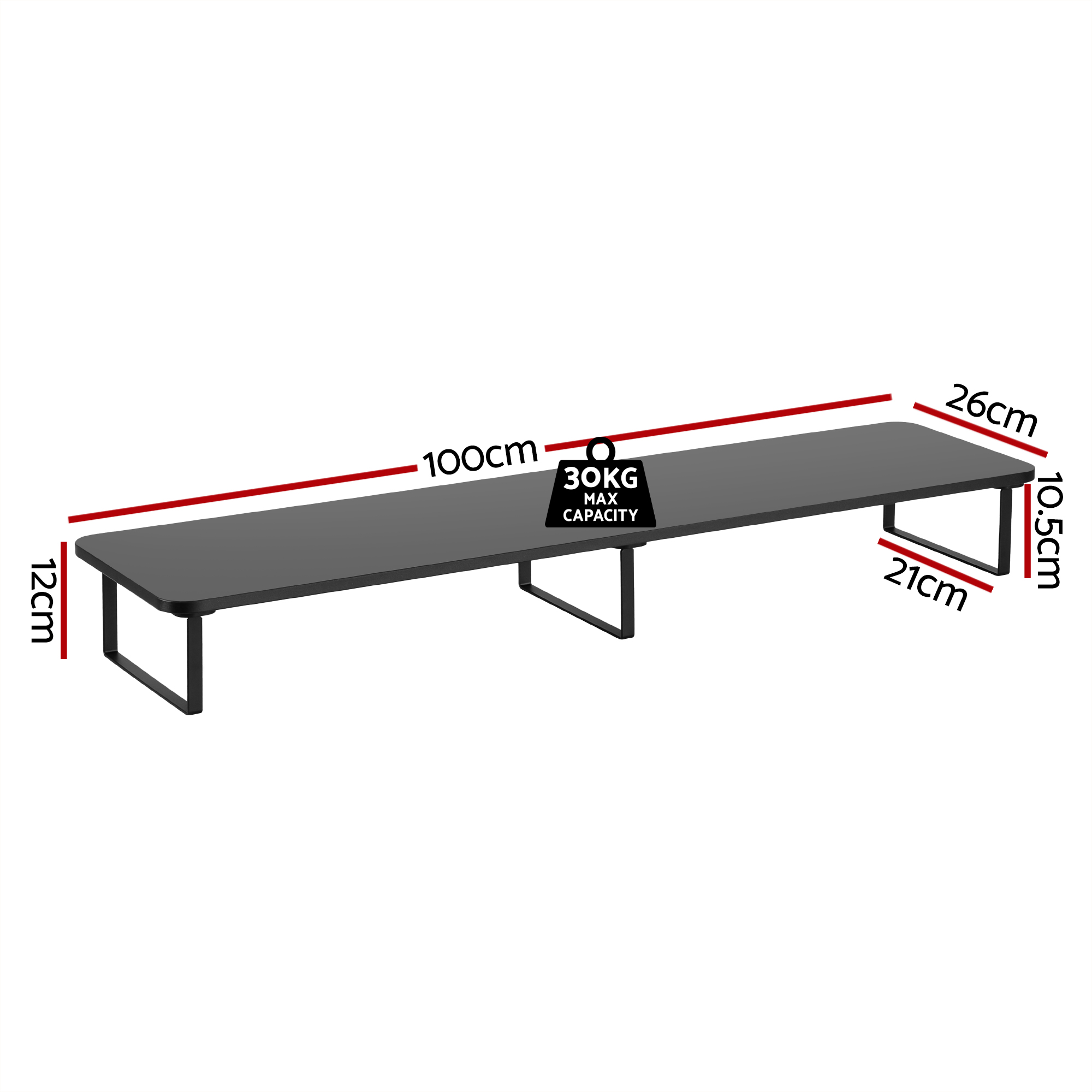 Artiss Dual Monitor Stand 100cm Laptop Riser Black view 2