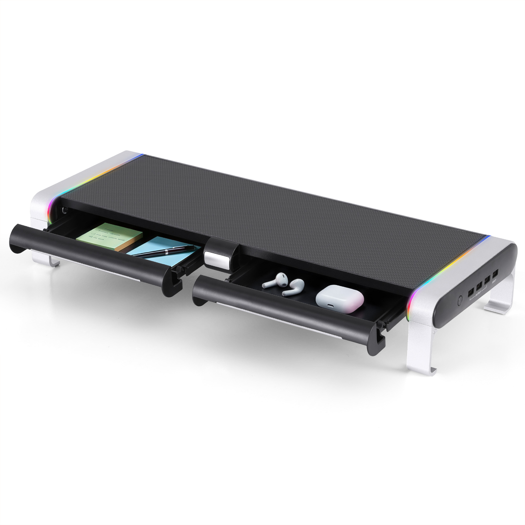 Artiss RGB Monitor Stand with USB Hub Black