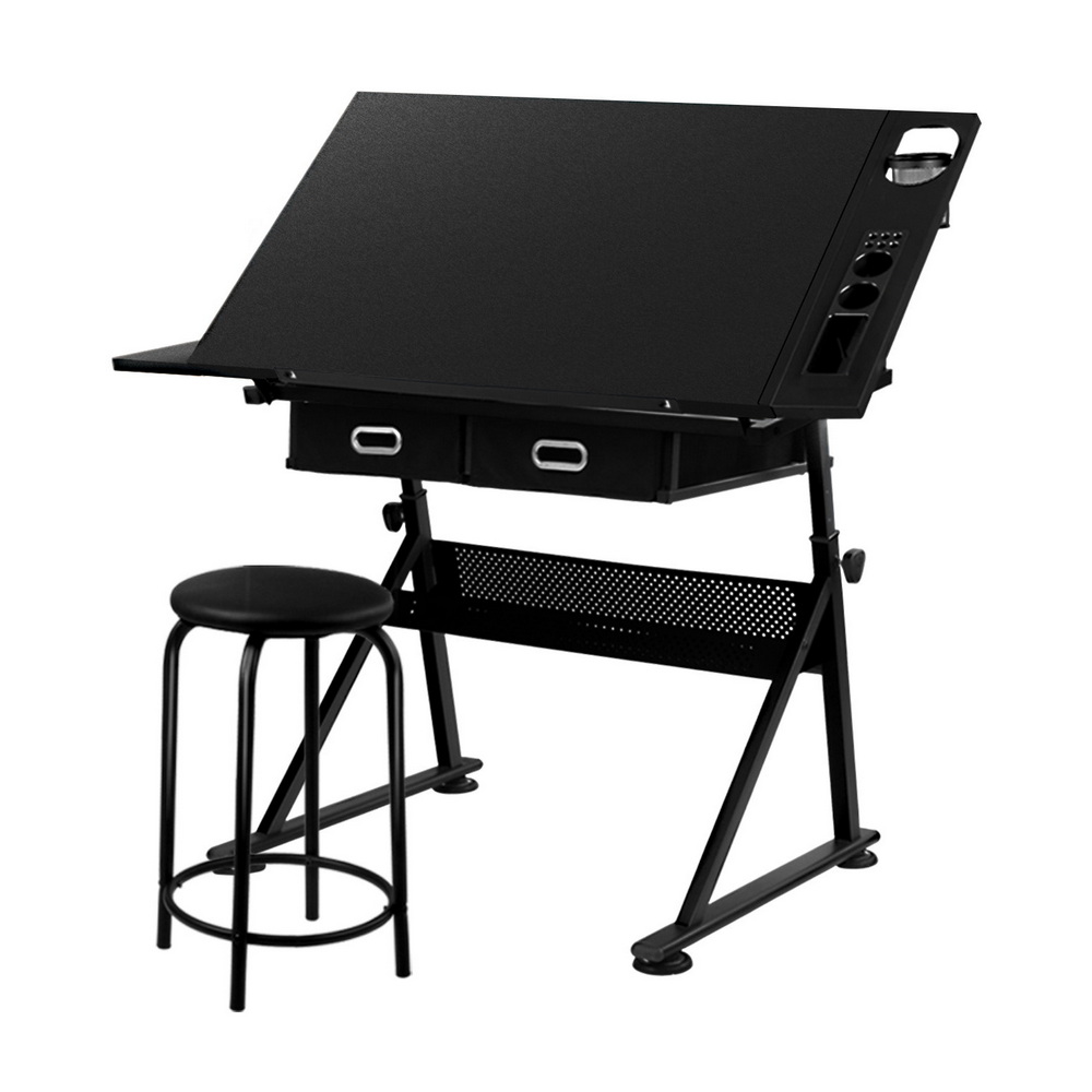 Artiss Drawing Desk Drafting Table Adjustable Tilt Black