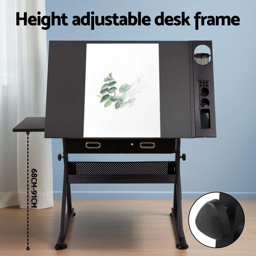 Artiss Drawing Desk Drafting Table Adjustable Tilt Black view 4