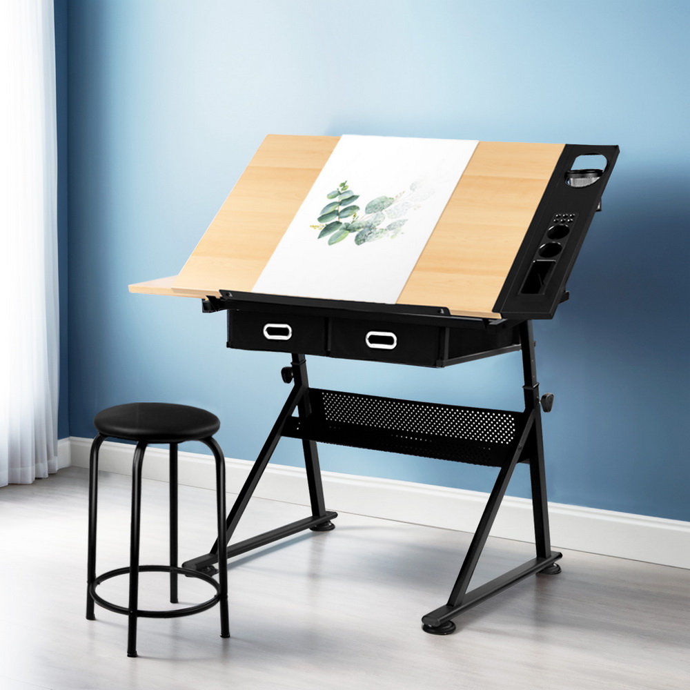 Artiss Drawing Desk Drafting Table with Stool Set
