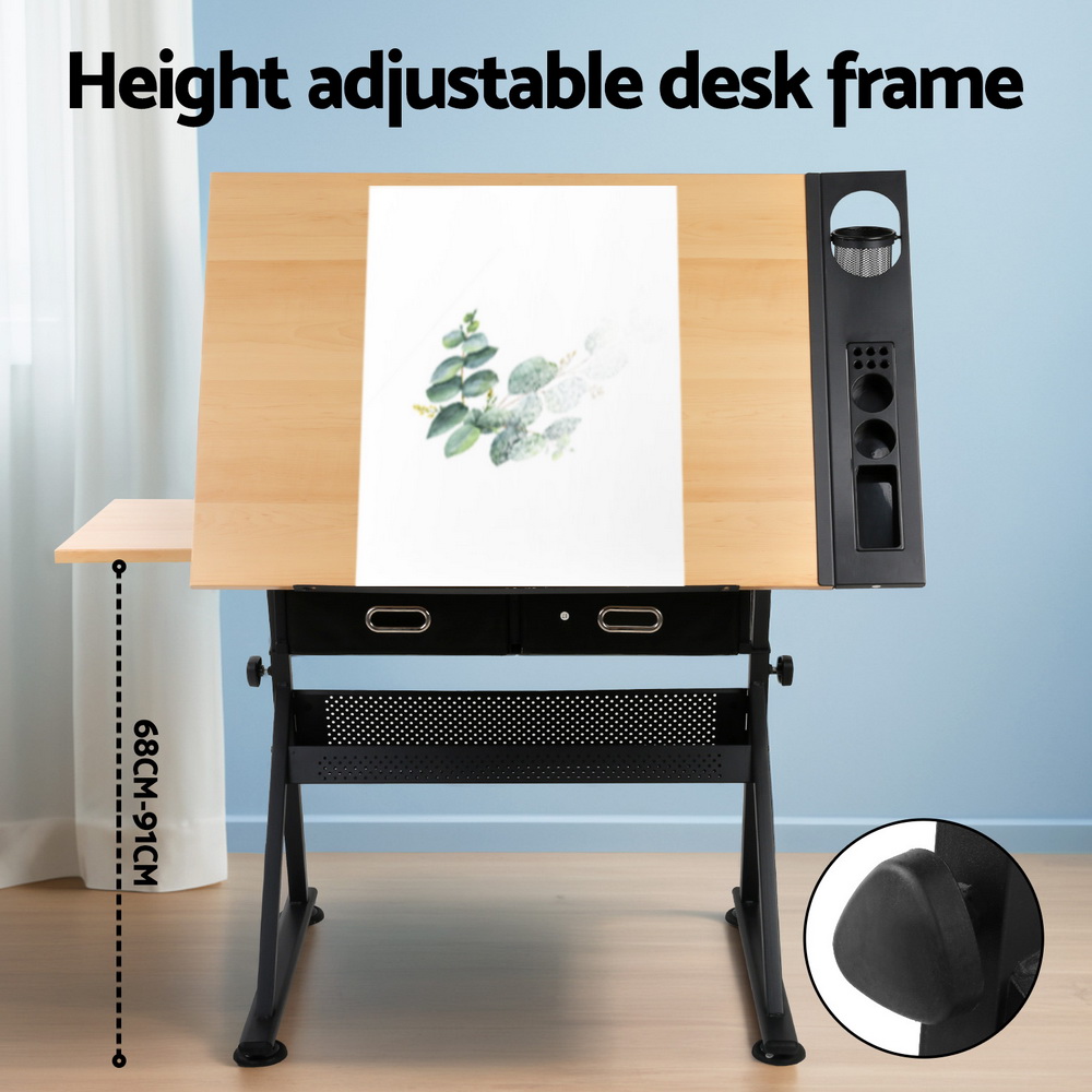 Artiss Drawing Desk Drafting Table with Stool Set view 4