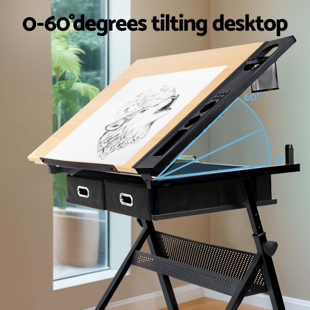 Artiss Drawing Desk Drafting Table with Stool Set view 5