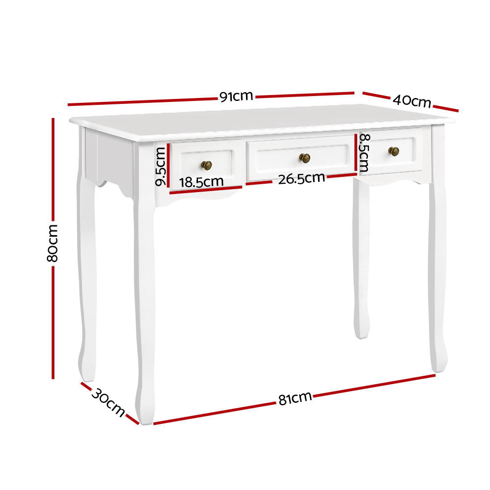 Artiss Hamptons Console Table, 3 Drawers, in 2 Colours view 4