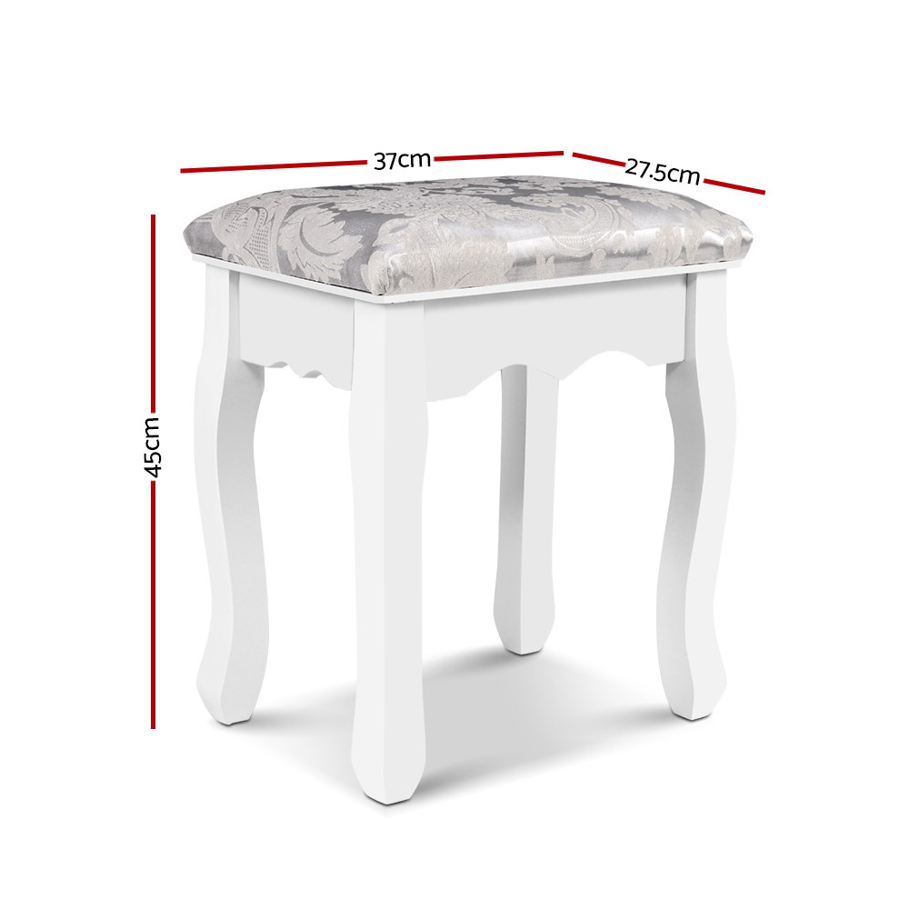 Artiss Dressing Table Stool, Velvet White view 2