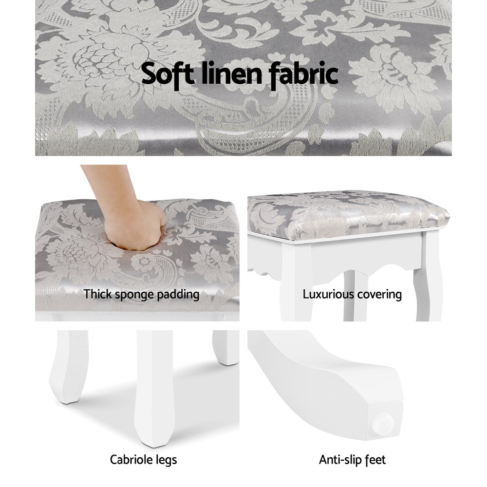 Artiss Dressing Table Stool, Velvet White view 5