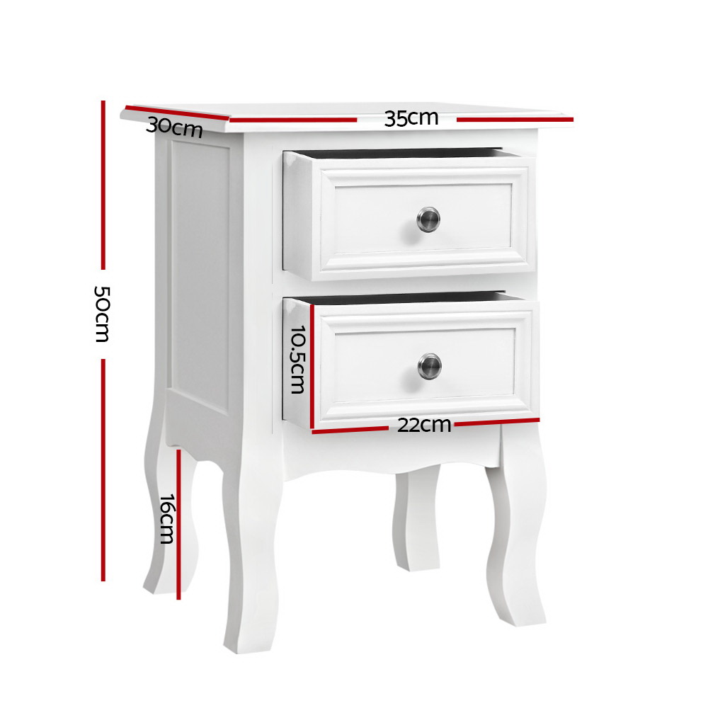 Artiss BISSET French Provincial Bedside Table, White view 2