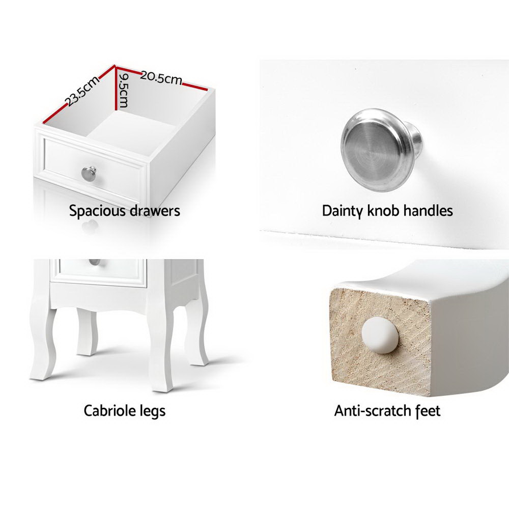 Artiss BISSET French Provincial Bedside Table, White view 4