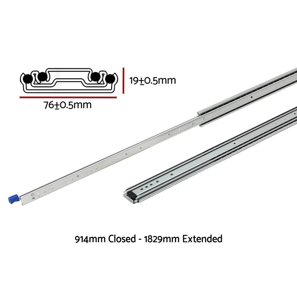 Giantz Drawer Slides 227kg Pair 914 to 1829mm view 2